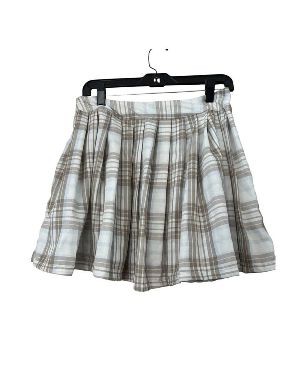 Rue21 Cream Brown Plaid Mini Skirt Medium